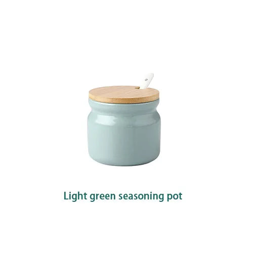 Ceramic Spice Rack Salt Shaker And Pepper Shaker Oil Bottle Set Kitchen Household Supplies For Spices Storage Jar With Cover