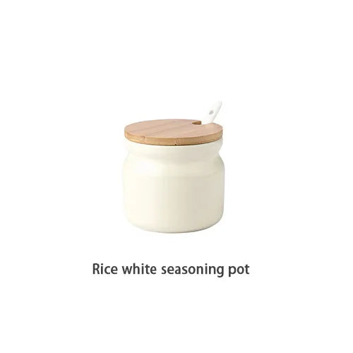 Ceramic Spice Rack Salt Shaker And Pepper Shaker Oil Bottle Set Kitchen Household Supplies For Spices Storage Jar With Cover