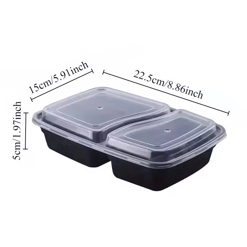 10PCS Disposable Food Boxes Compartments With Lids Disposable Bento Boxes Kitchen Storage Bento Fruit Takeaway Food Container