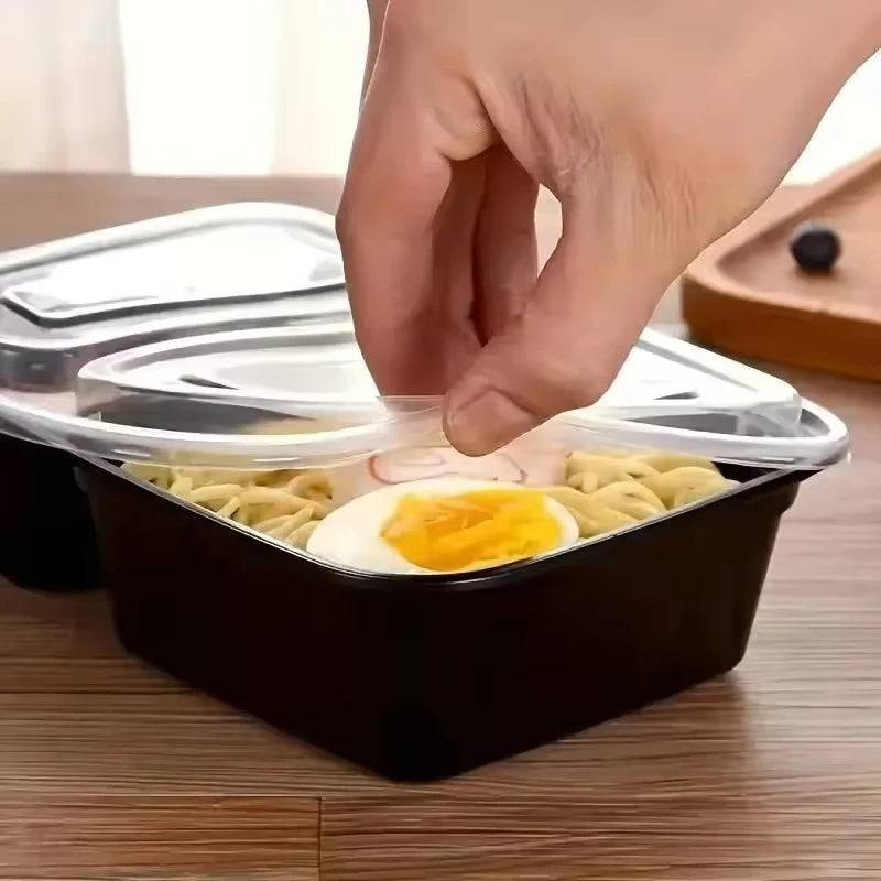 10PCS Disposable Food Boxes Compartments With Lids Disposable Bento Boxes Kitchen Storage Bento Fruit Takeaway Food Container